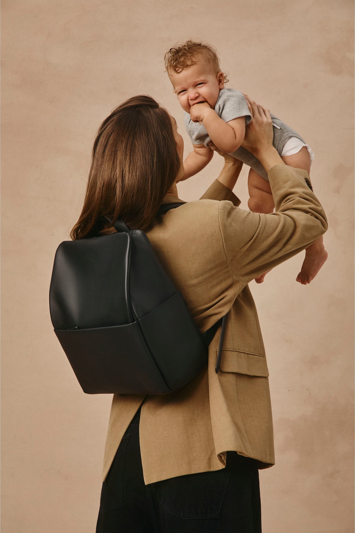The Everyday Diaper Backpack in Black Vegan Leather