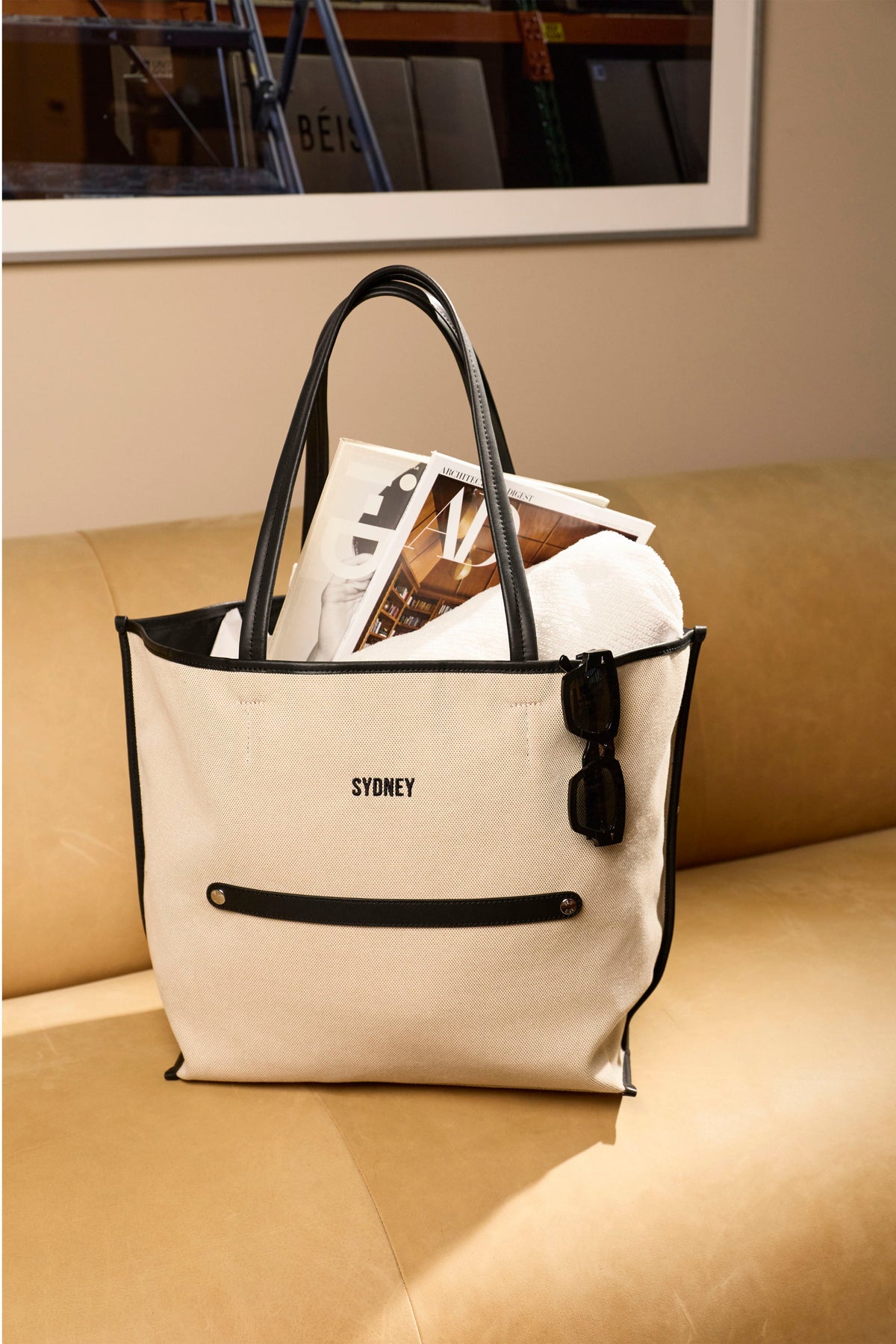 The Canvas and Leather Tote in Black