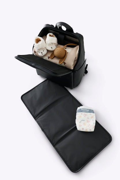 The Everyday Diaper Backpack in Black Vegan Leather