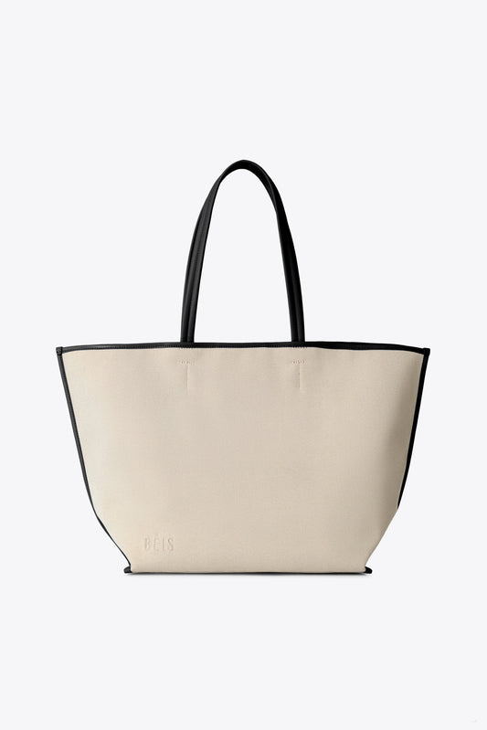 The Canvas and Leather Tote in Black