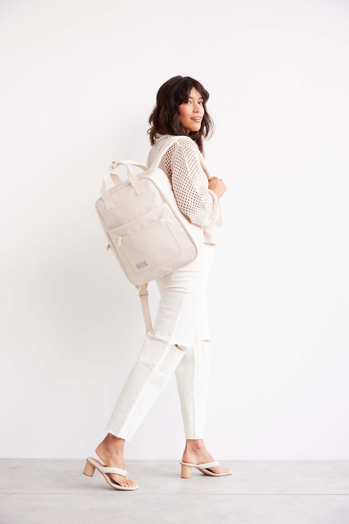 The Expandable Backpack in Beige