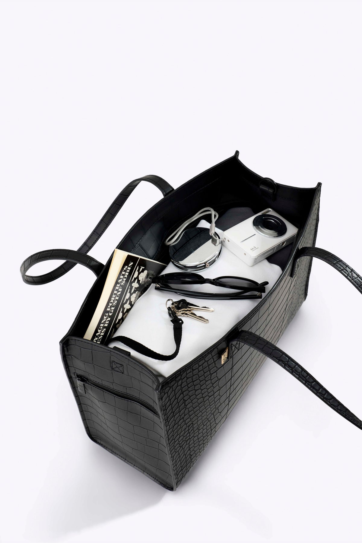 The Work Tote in Black Croc