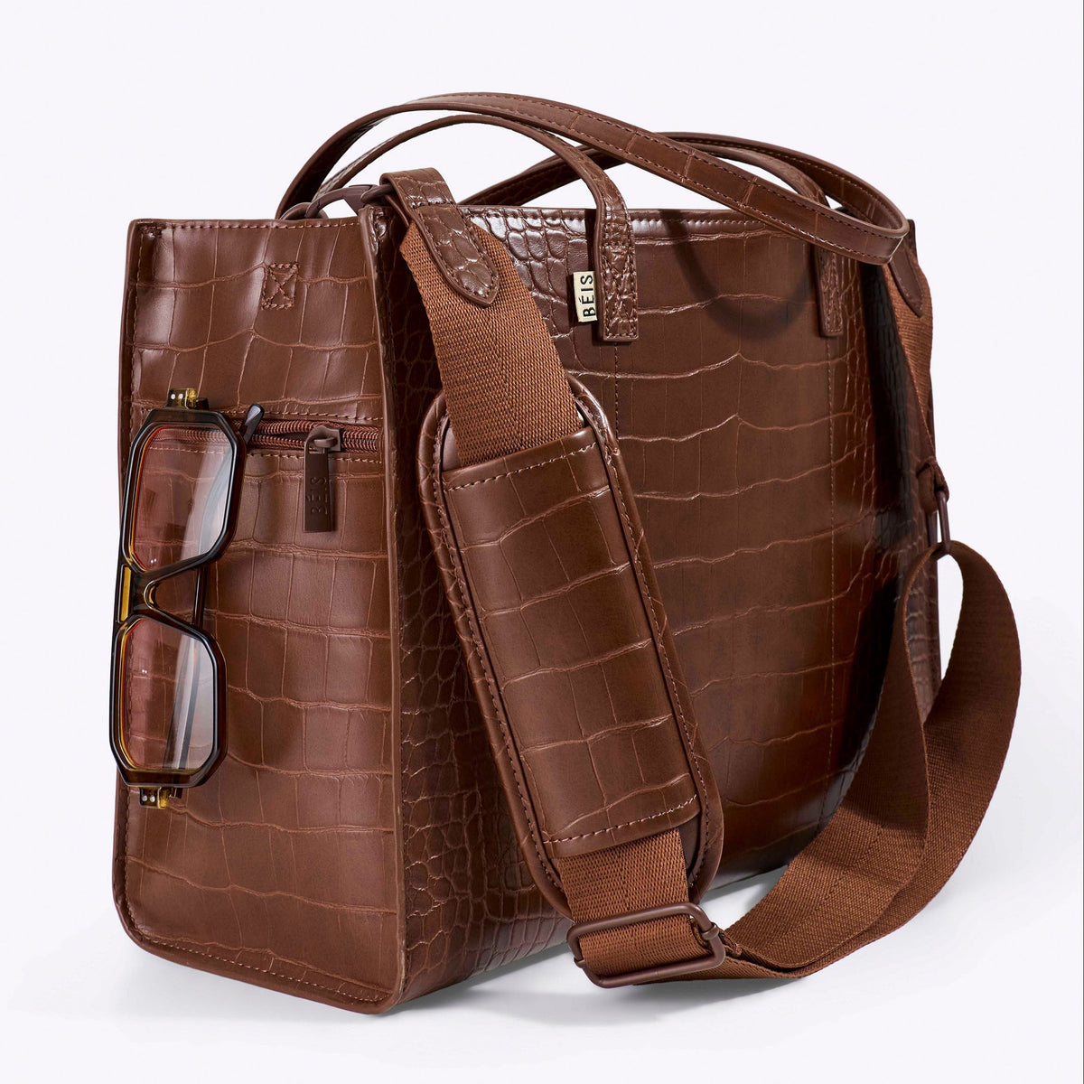 The Work Tote in Maple Croc