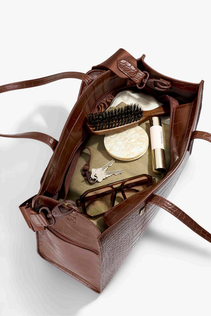 The Work Tote in Maple Croc